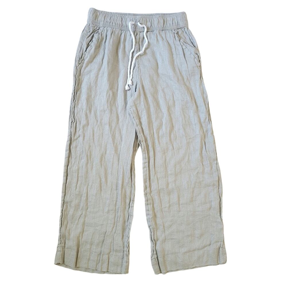 Cynthia Rowley Womens Medium 100% Linen Pants Wide Leg Dove Gray Flowy Beach